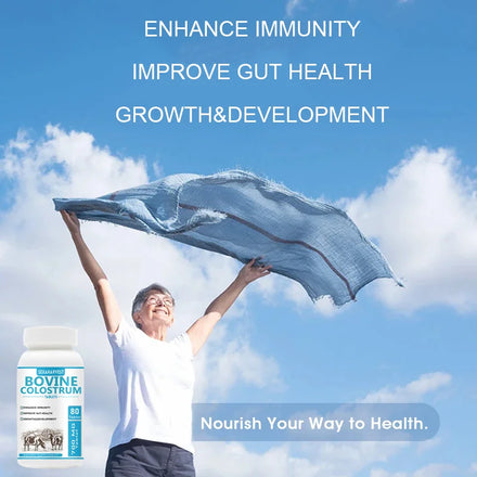 Pure Bovine Colostrum Tablet, Cattle Colostrum Supplement for Gut Health, Immune Support, Muscle Recovery Probiotic 80 pills