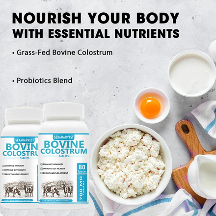 Pure Bovine Colostrum Tablet, Cattle Colostrum Supplement for Gut Health, Immune Support, Muscle Recovery Probiotic 80 pills