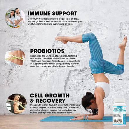 Pure Bovine Colostrum Tablet, Cattle Colostrum Supplement for Gut Health, Immune Support, Muscle Recovery Probiotic 80 pills