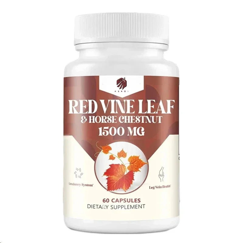 Red Vine Leaf and Horse Chestnut Extract 60 Capsule Supplement for Healthy Veins Circulation Heart and Skin
