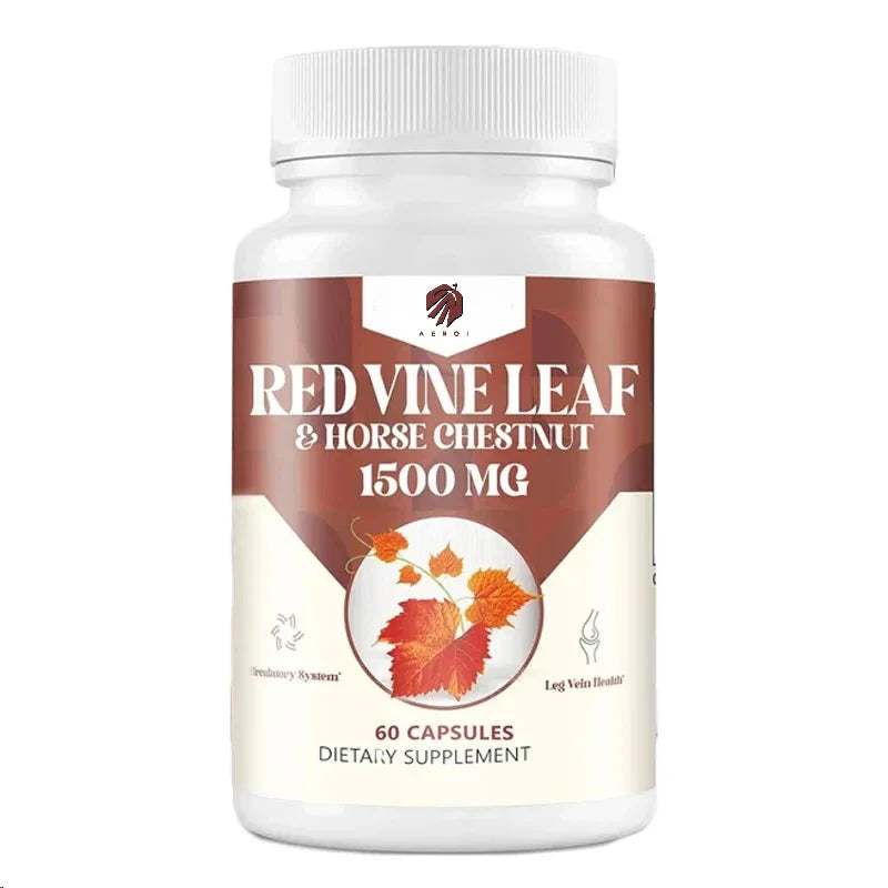 Red Vine Leaf and Horse Chestnut Extract 60 Capsule Supplement for Healthy Veins Circulation Heart and Skin