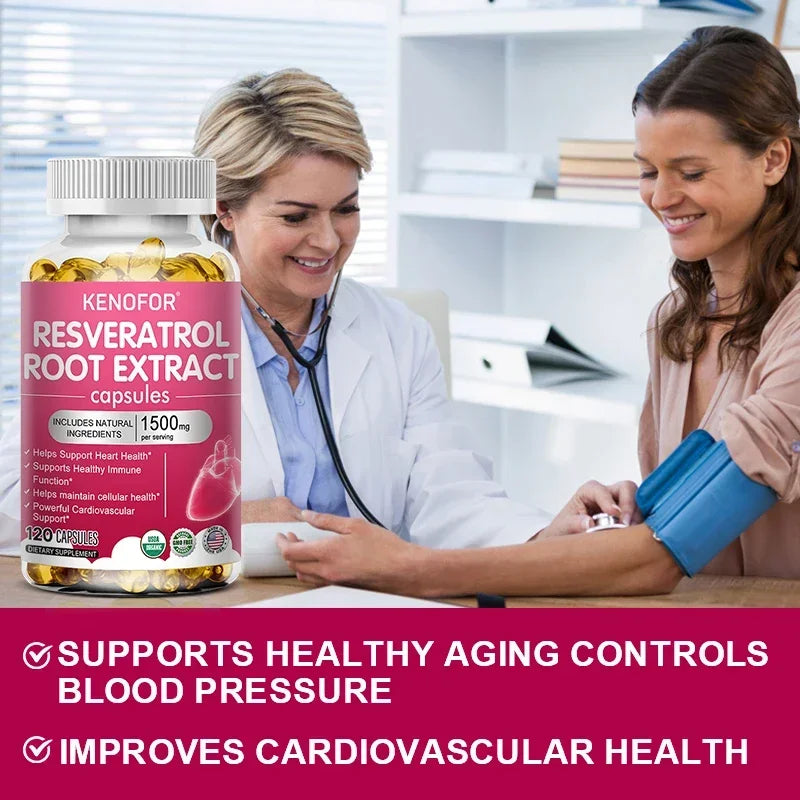 Resveratrol 1500mg Supplement - Antioxidant, Anti-Aging, Skin Radiance, Heart, Cardiovascular, Immune, Metabolism