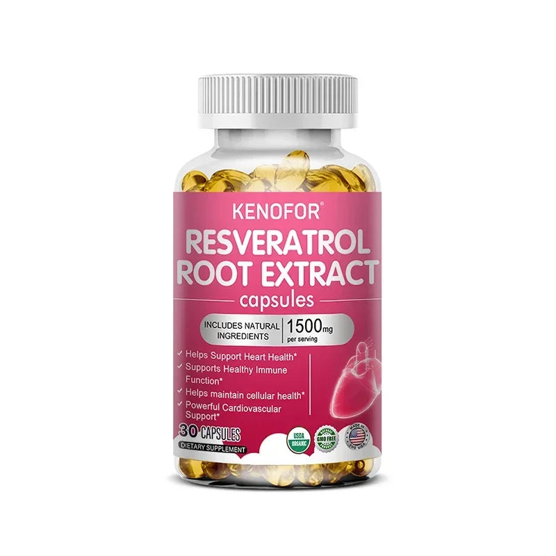 Resveratrol 1500mg Supplement - Antioxidant, Anti-Aging, Skin Radiance, Heart, Cardiovascular, Immune, Metabolism