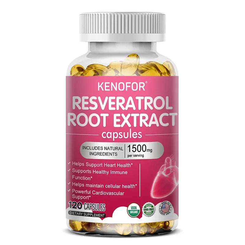 Resveratrol 1500mg Supplement - Antioxidant, Anti-Aging, Skin Radiance, Heart, Cardiovascular, Immune, Metabolism