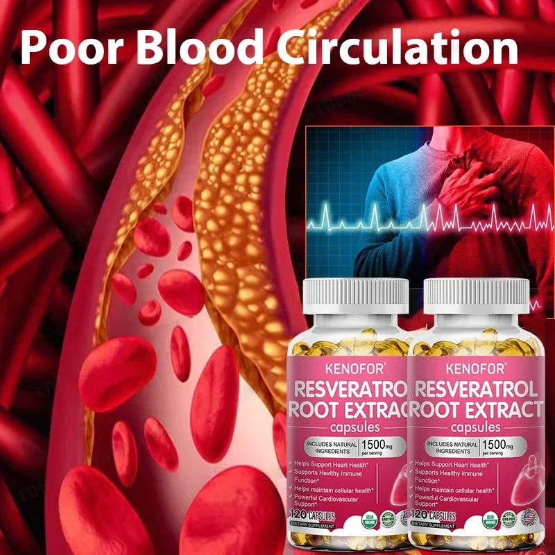 Resveratrol 1500mg Supplement - Antioxidant, Anti-Aging, Skin Radiance, Heart, Cardiovascular, Immune, Metabolism