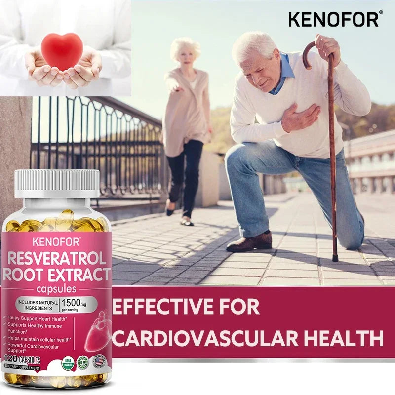 Resveratrol 1500mg Supplement - Antioxidant, Anti-Aging, Skin Radiance, Heart, Cardiovascular, Immune, Metabolism