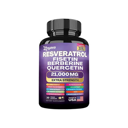 Resveratrol, Fisetin, Berberine, Quercetin Capsule Supplement, Skin, Immunity, Antioxidant, Promote Overall Health & Metabolism