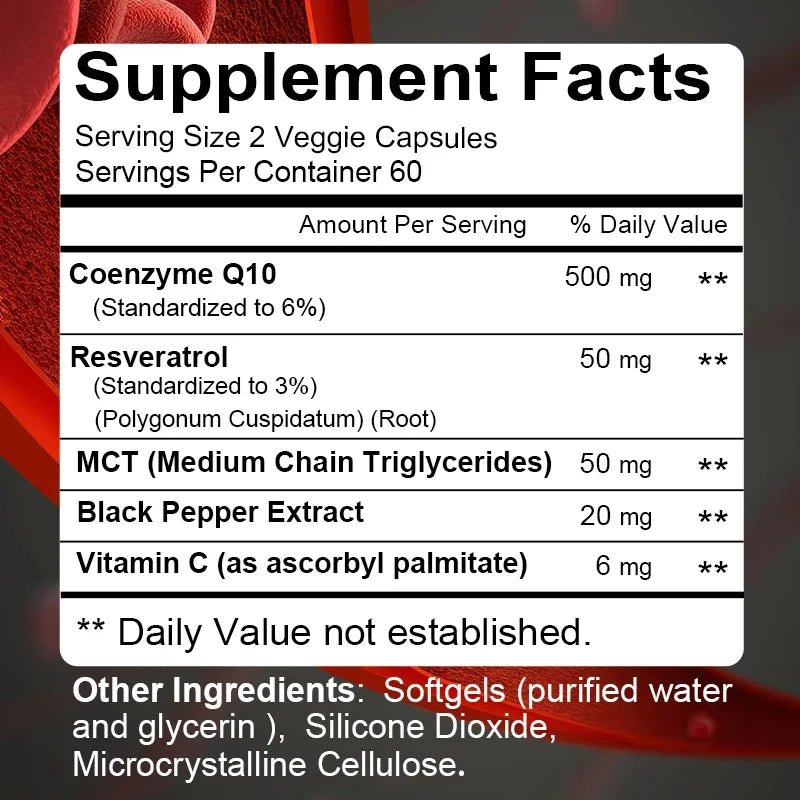 120 Coenzyme Q10 Capsules Provide Energy Vitamin Health Food Organic Ultra High Absorption COQ10