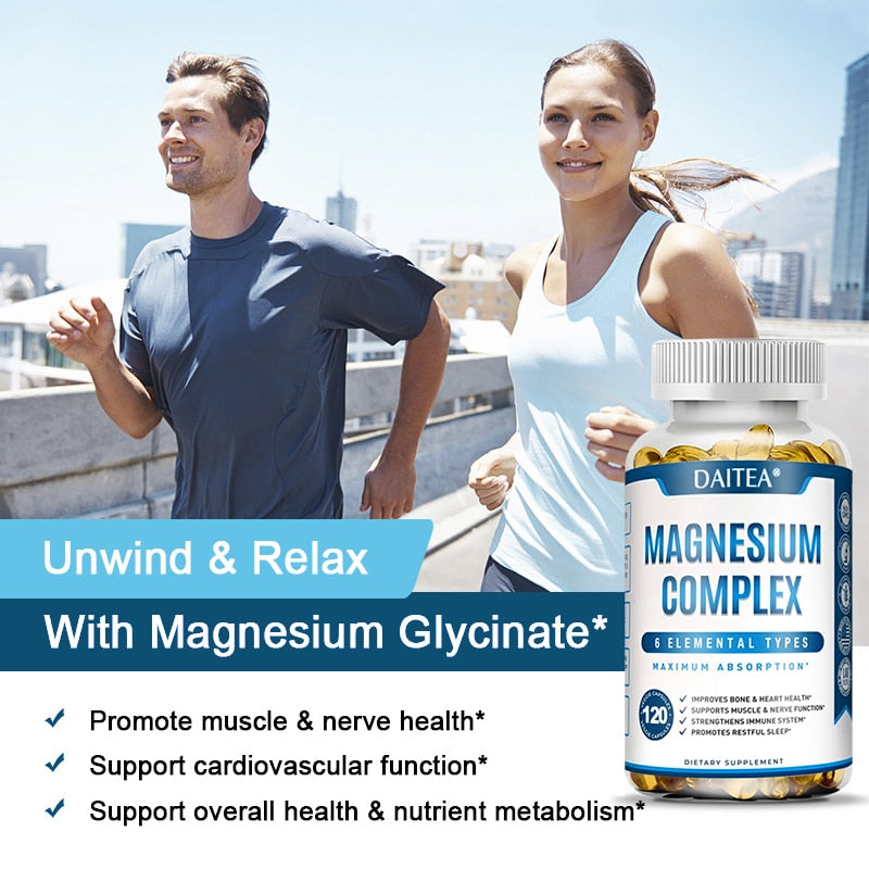 Magnesium Complex Capsules - Bone, Muscle & Heart Health Supplement, Sleep Support, Muscle Relaxation, Stress & Anxiety Relief