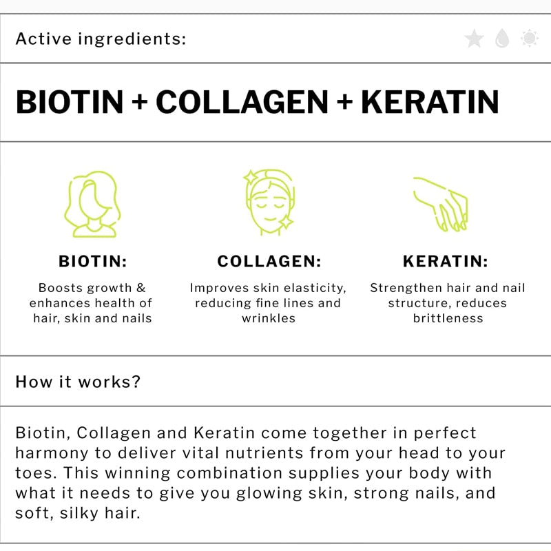 Collagen Supplements - Vitamins To Support Hair Growth, Skin and Nails - Joint and Gut and Immune Health Support