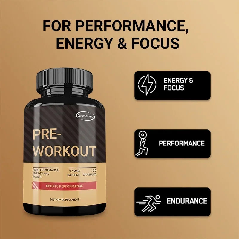 Pre-Workout Supplement - Improve Muscle Strength, Boost Energy Levels and Focus, and Maintain Athletic Performance