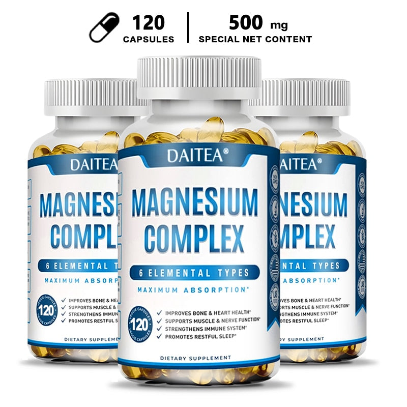 Magnesium Complex Capsules - Bone, Muscle & Heart Health Supplement, Sleep Support, Muscle Relaxation, Stress & Anxiety Relief
