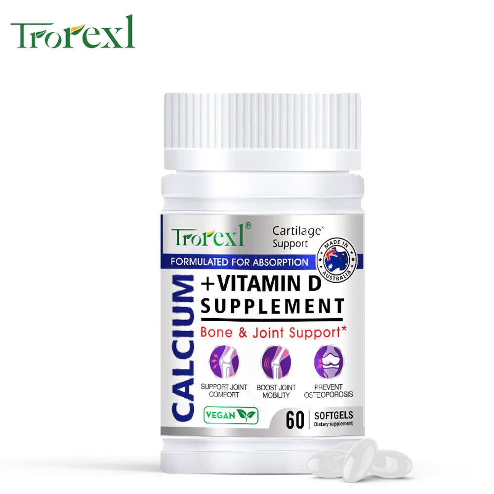 Trorexl Height Growth Pills Calcium Supplement Vitamin D3 Vegetarian Softgels Help Grow Taller,Immune & Bone Health Healing