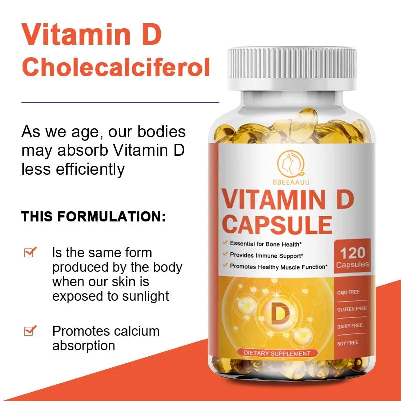 BBEEAAUU Calcium Absorption Vitamin D Capsule Bone Health Supplement Immune Teeth and Joints Health Regulating Physical Health