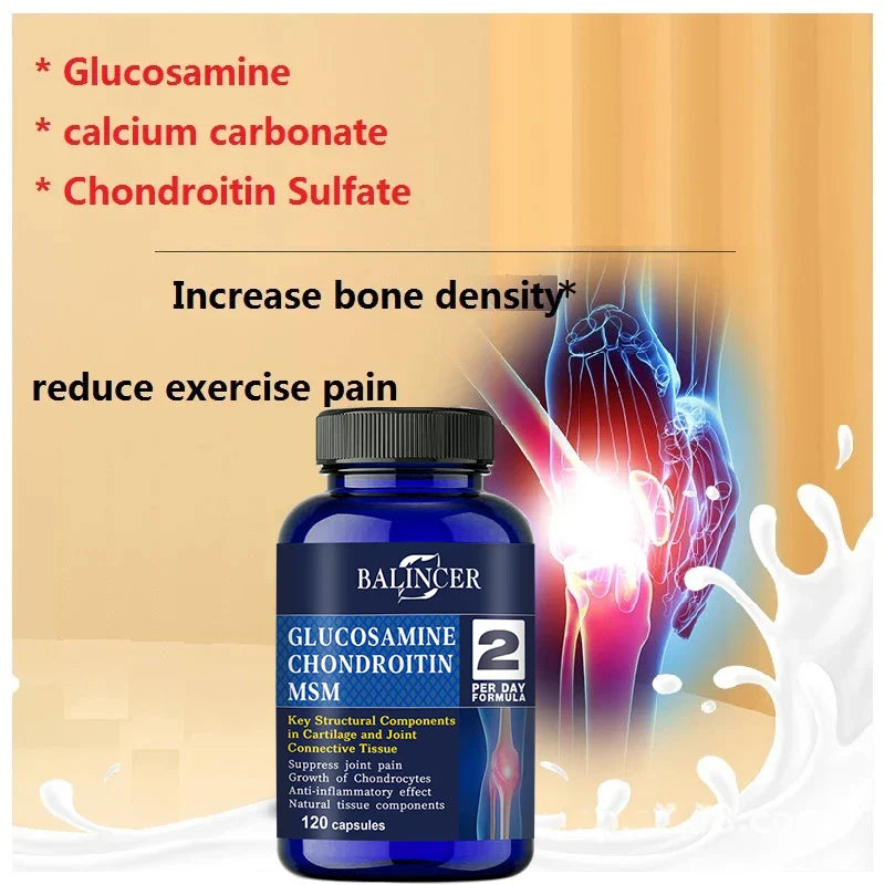 Balincer Glucosamine Chondroitin MSM, 120 Capsules, for Joint and Knee Health, Immune System, Non-GMO, Gluten-Free