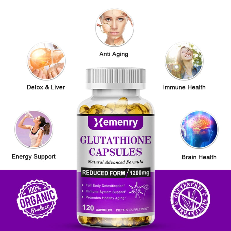 Xemenry Glutathione Capsules Collagen Antioxidant Anti-Aging Boosting Immunity Dull Skin Whitening Supplement Health
