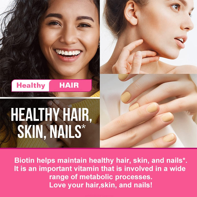 Alxfresh 3X Collagen Biotin Supplement Protein Support Anti Aging Strong Nails Shiny Hair Glowing Smooth Skin Vegan Capsules
