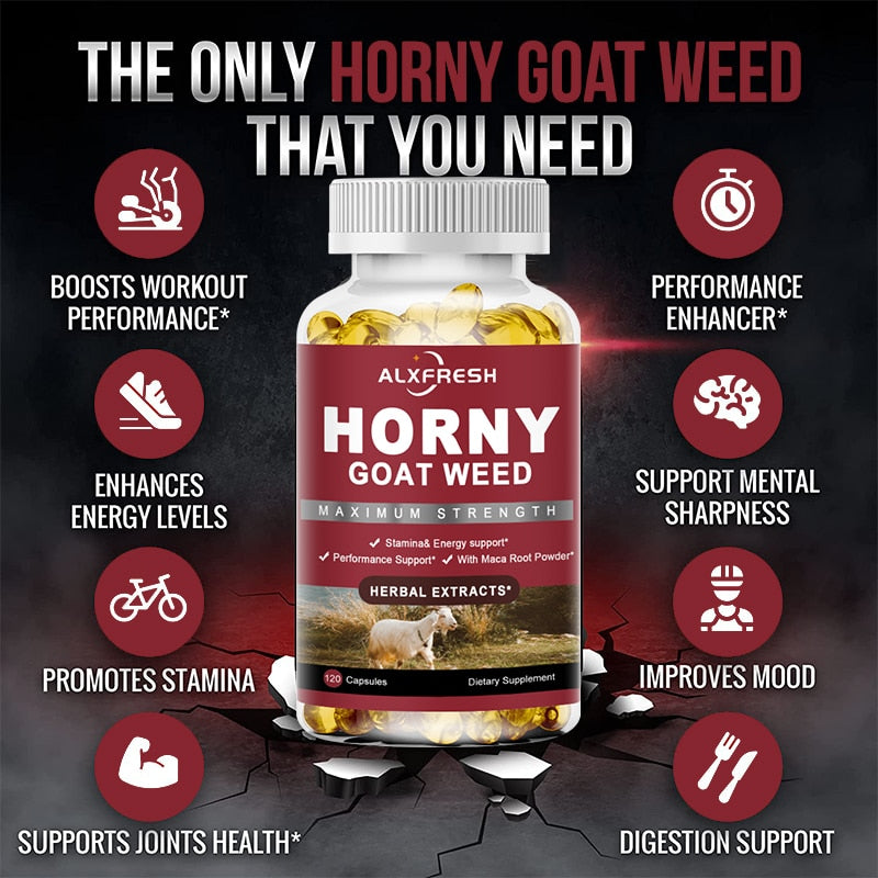Alxfresh Epimedium Capsules - Healthy Endurance Energy Muscle Workout Supplement for Men Women Booster