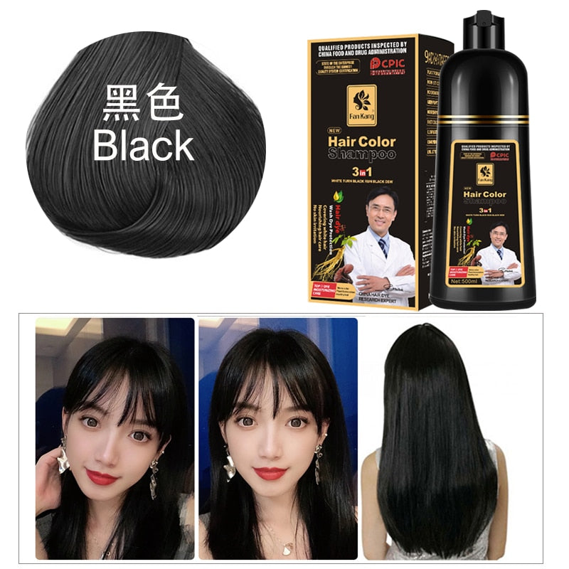 500ml Permanent Hair Shampoo Organic Natural Fast Hair Dye Plant Essence Hair Colorng Cream Cover Dye Shampoo For Women Men