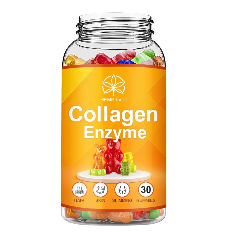 HFU Collagen Enzyme Gummies for Weight Loss Slimming for Woman Beauty Health Anti-aging Reduce Wrinkles Protease Supplement