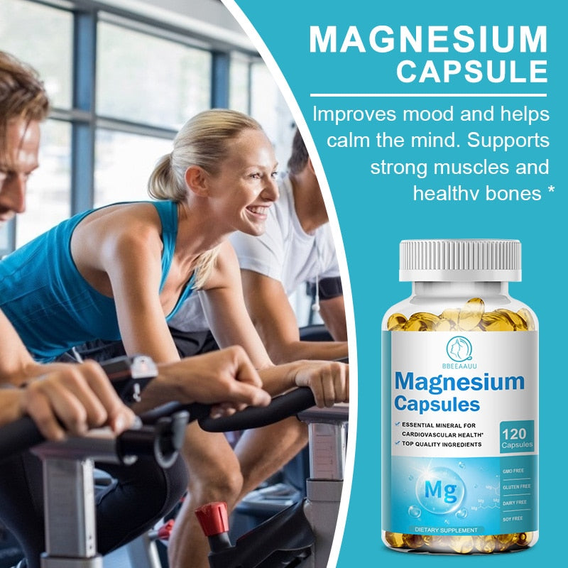 BBEEAAUU Chelated Magnesium Glycinate Capsules Promotes Muscle Heart and Bone Health Help Sleep Muscle Relaxation Anxiety Relief