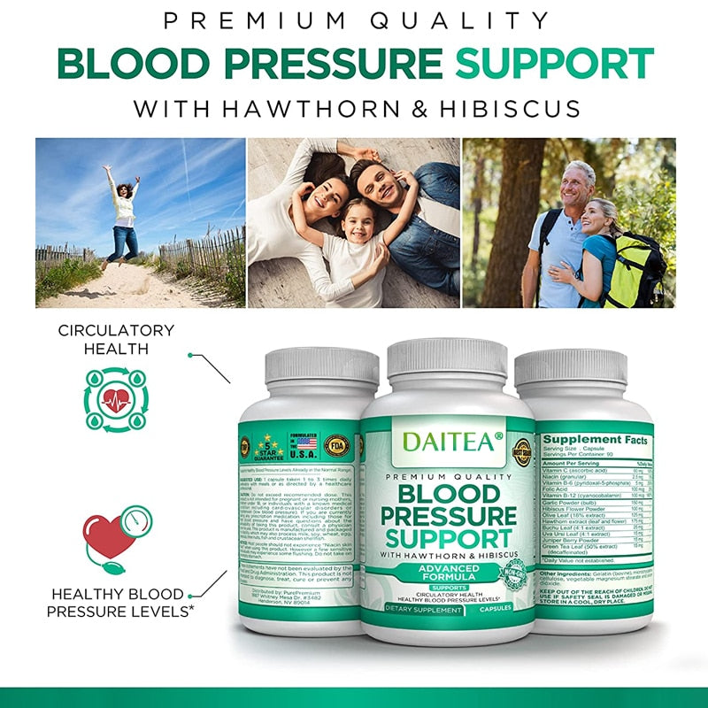 Premium Blood Pressure Support Vitamin Supplement - Supports Cardiovascular, Circulatory Health, Heart & Blood Sugar Health