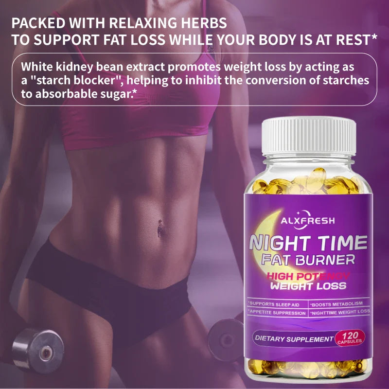 Nighttime Fat Burner Supplement for Improve Sleep Quality and Control Weight Gain Metabolism and Thermogenesis Relieve Pressure