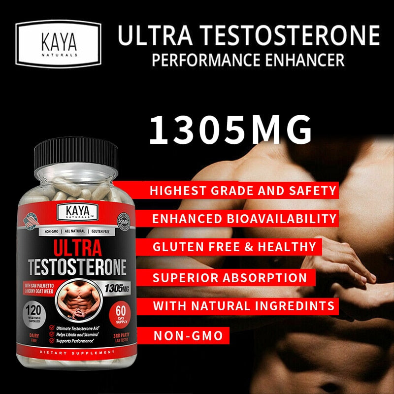 Natural Energy Stamina Supplement Testosterone Booster for Men Promote Fat Loss, Muscle Growth, Improve Performance