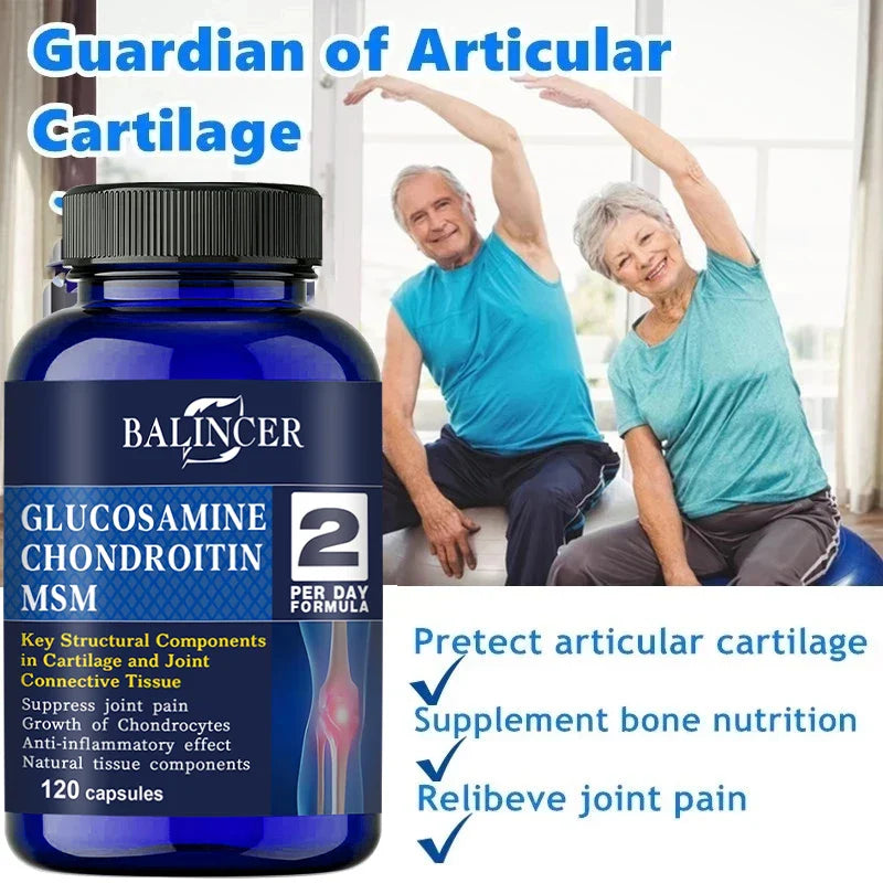 Balincer Glucosamine Chondroitin MSM, 120 Capsules, for Joint and Knee Health, Immune System, Non-GMO, Gluten-Free
