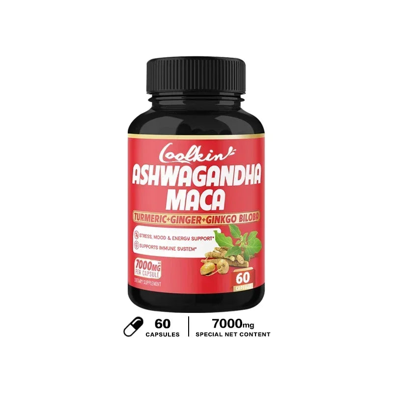 Ashwagandha and Maca Supplements - Supports Natural Health, Energy, Performance and Mood Supplements, Enhances Blood Flow
