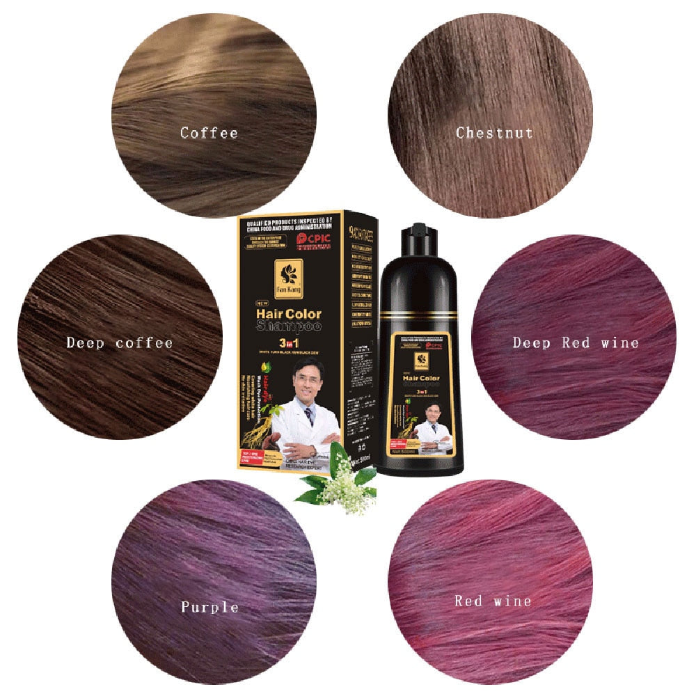 500ml Permanent Hair Shampoo Organic Natural Fast Hair Dye Plant Essence Hair Colorng Cream Cover Dye Shampoo For Women Men