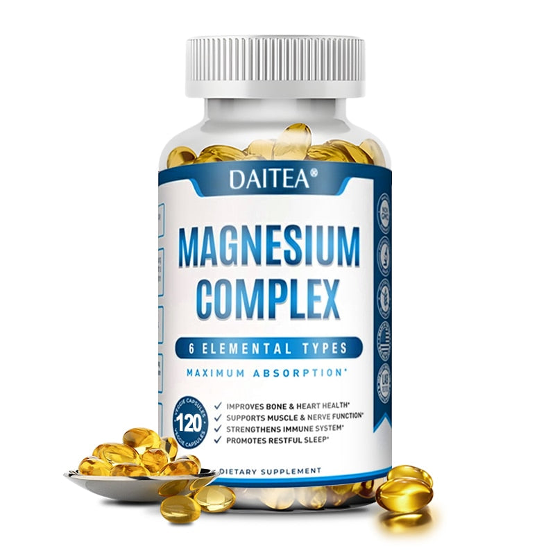 Magnesium Complex Capsules - Bone, Muscle & Heart Health Supplement, Sleep Support, Muscle Relaxation, Stress & Anxiety Relief