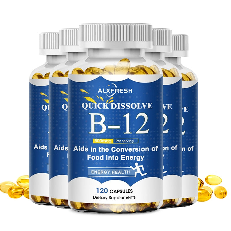Alxfresh Vitamin B12 Capsule 500 Mcg Methyl B12 Organic Spirulina Supports Healthy Mood Energy Heart&Eye Vitamin B12 Supplement