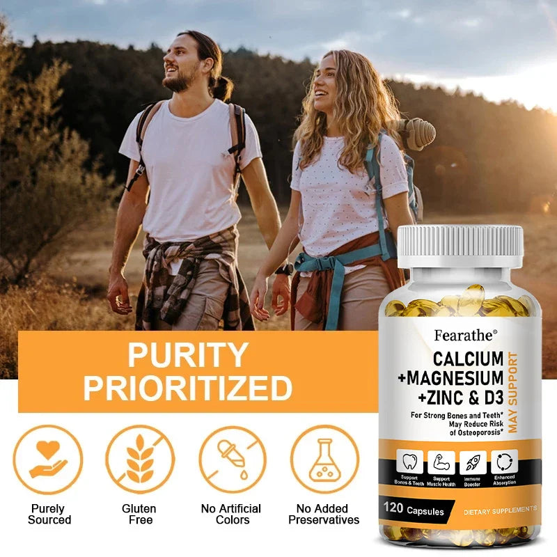 Zinc Calcium Magnesium and Vitamin D, Skeletal Muscle Joint Dental Support, Support Immune System Balance 30/60/120 Capsules