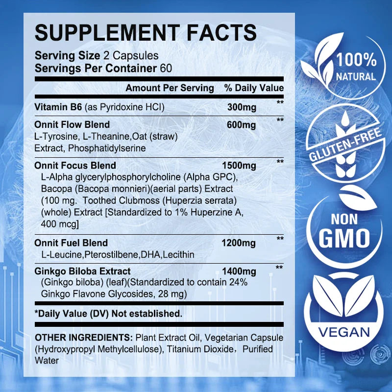 Brain Health Memory Support 5000 Mg, Function & Circulation, Brain Booster "Memory, Focus & Clarity Supports Cognitive Function