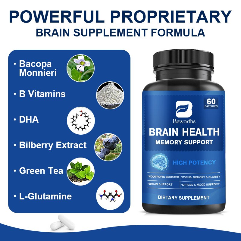 Plus Vegetarian Health Brain T Supplement Supports Memory,Focus,Clarity, &Mental Energy with,Plus Phosphatidylserine&Huperzine A
