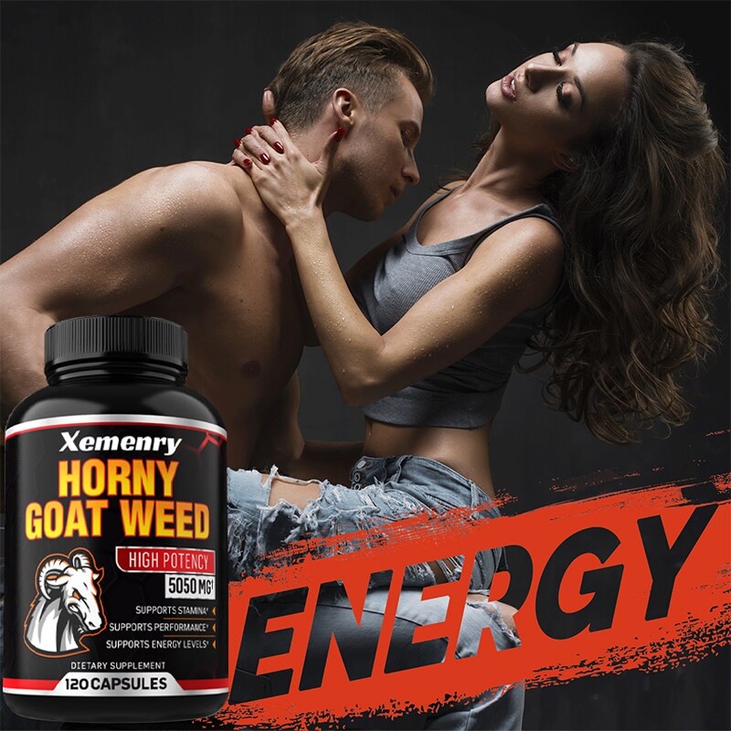 Horny Goat Grass Capsules 5050 Mg, Supports Male Energy and Performance, Supplement with Black Pepper Extract