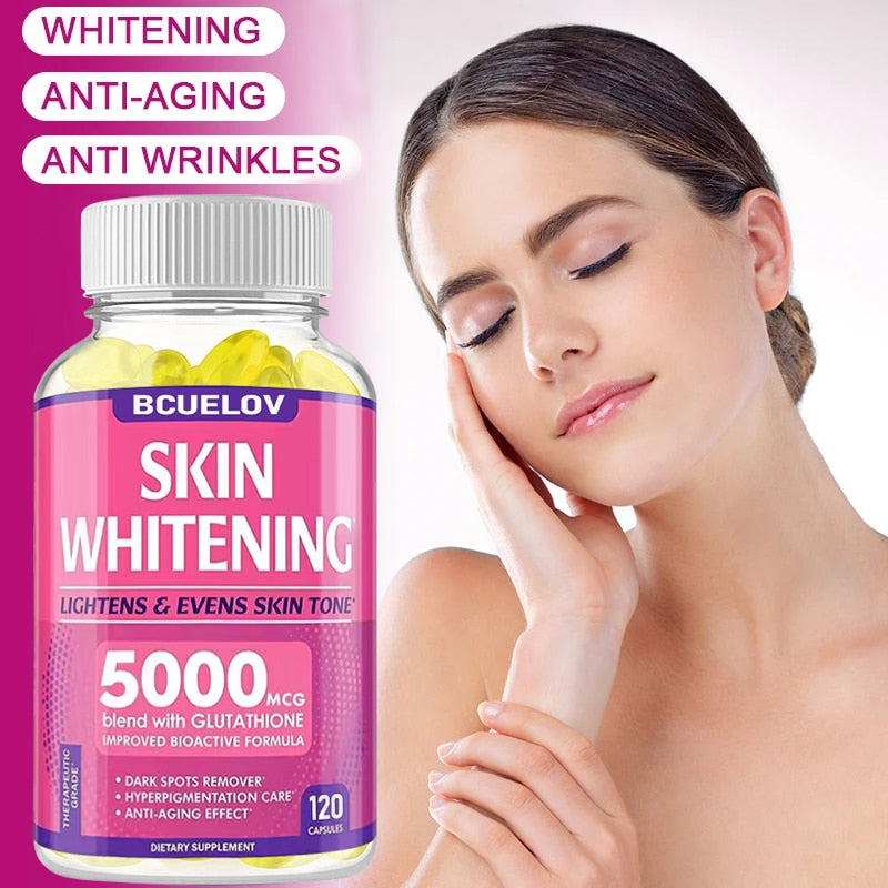 Bcuelov Whitening Supplement Black Spot Acne Print Vegan Skin Bleaching Capsule Anti-aging Anti-oxidation Brighten Skin Tone