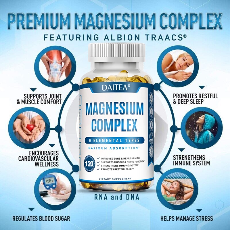 Magnesium Complex Capsules - Bone, Muscle & Heart Health Supplement, Sleep Support, Muscle Relaxation, Stress & Anxiety Relief