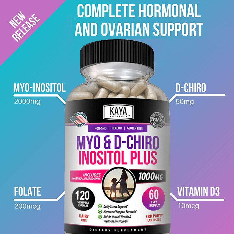Premium Inositol Supplement Inositol and Folate and Vitamin D Hormone Balance & Healthy Ovarian Support for Women