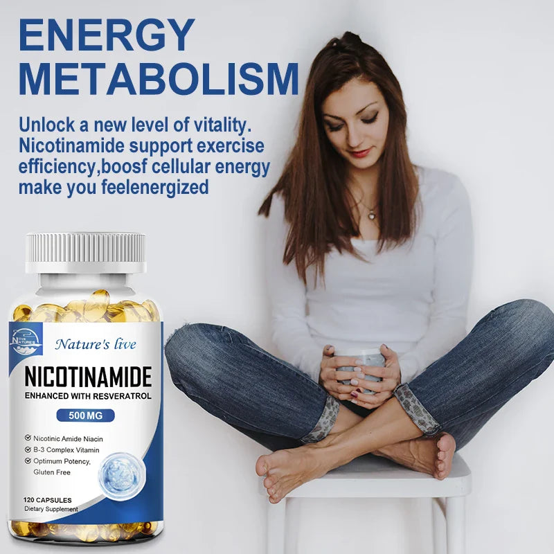NATURE'S LIVE Nicotinamide Resveratrol 500MG, Anti-aging NAD Supplement 120/240/480 Capsules