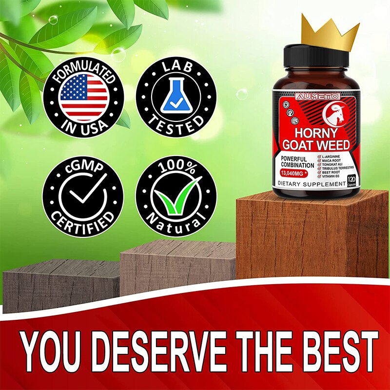 Natural Supplement Quality Goat Weed for Men and Women, Long Lasting, Strength, Concentration