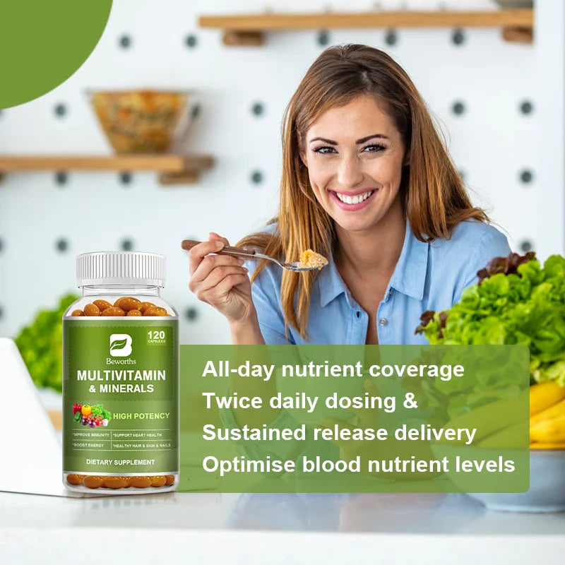 BEWORTHS Multivitamin & Minerals Capsule Support Energy,Focus,Mood ,Hair,Skin and Nails Health Relieve Stress