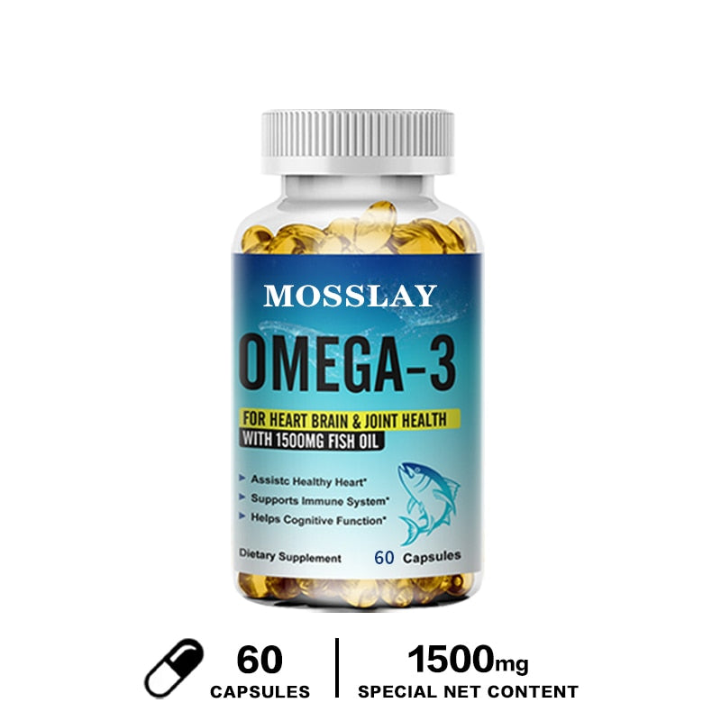 MOSSLAY Omega-3 S Fish Oil Dietary Supplement - Helps Support Brain and Heart Health, Including EPA & DHA - 1500 Mg Per Serving
