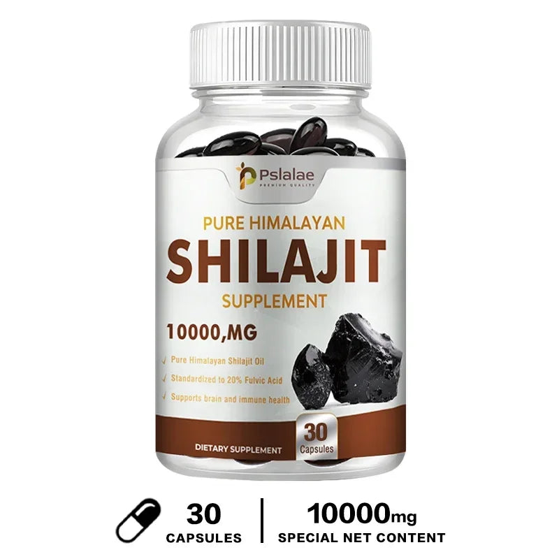 Pure Himalayan Shilajit Resin Capsules Formulated with 20% Fulvic Acid - 10:1 Extract 10,000mg Extra Strength