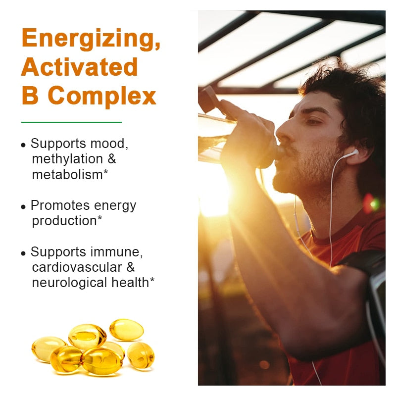 Catfit Compound Vitamin B Capsules B1 B2 B3 B5 B6 B7 B9 B12 Better Mood Assists Nervous System Health &Energy Support Supplement