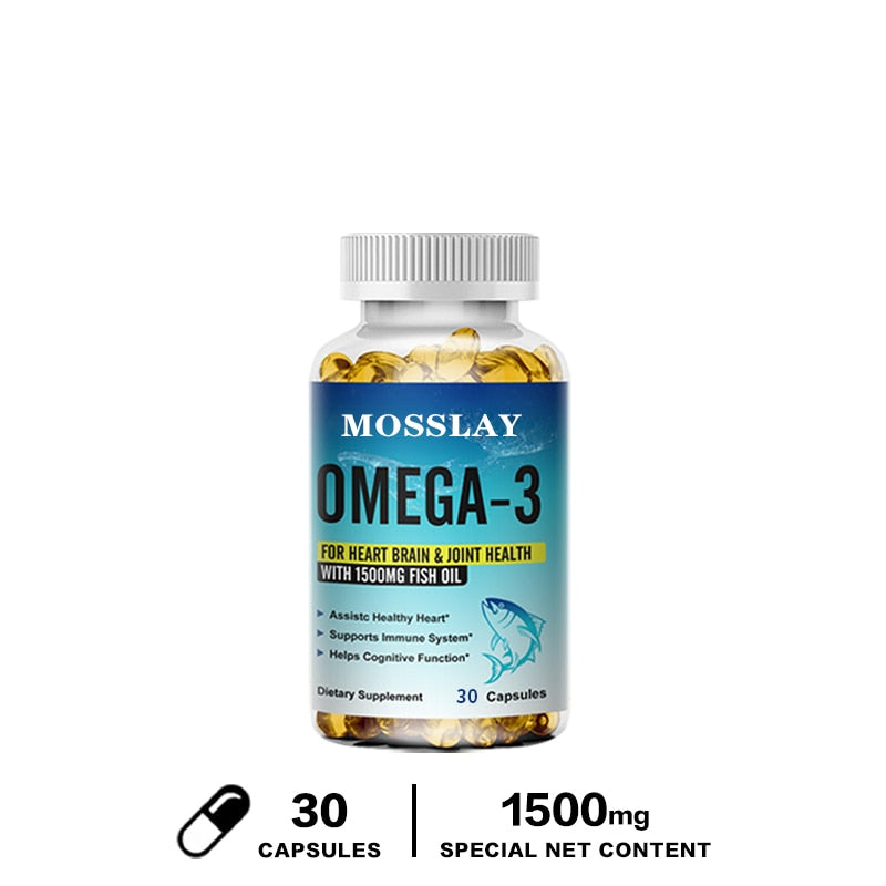 MOSSLAY Omega-3 S Fish Oil Dietary Supplement - Helps Support Brain and Heart Health, Including EPA & DHA - 1500 Mg Per Serving