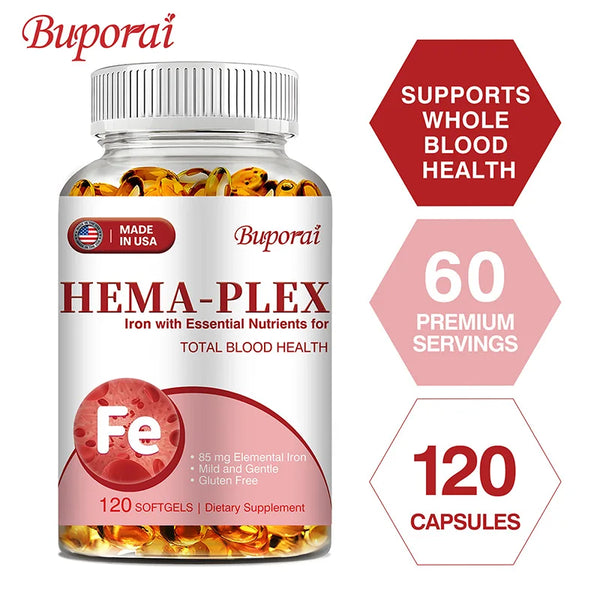 Hema-Plex Iron - with 85 Mg Chelated Iron + Vitamin C & Bioflavonoids - Promotes Red Blood Cell Health, Immune Support in Pakistan Hema-Plex Iron - with 85 Mg Chelated Iron + Vitamin C & Bioflavonoids - Promotes Red Blood Cell Health, Immune Support in Pakistan