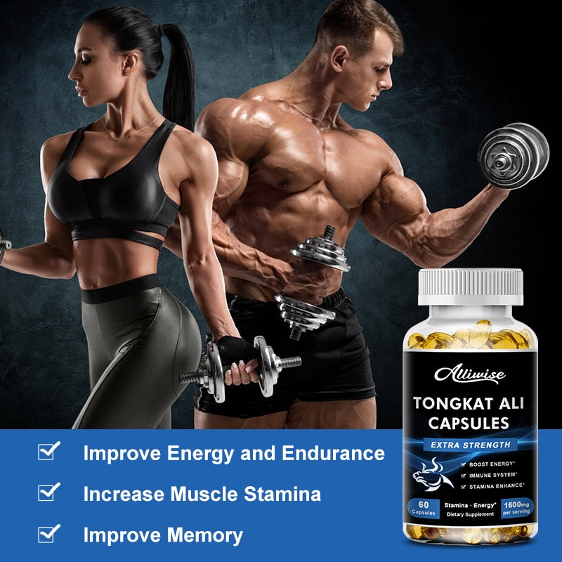 Alliwise 3X Tongkat Ali Root Extract Capsule for Potent Stamina Strength Enhances Immunity Health Kidney Male Energy Supplements