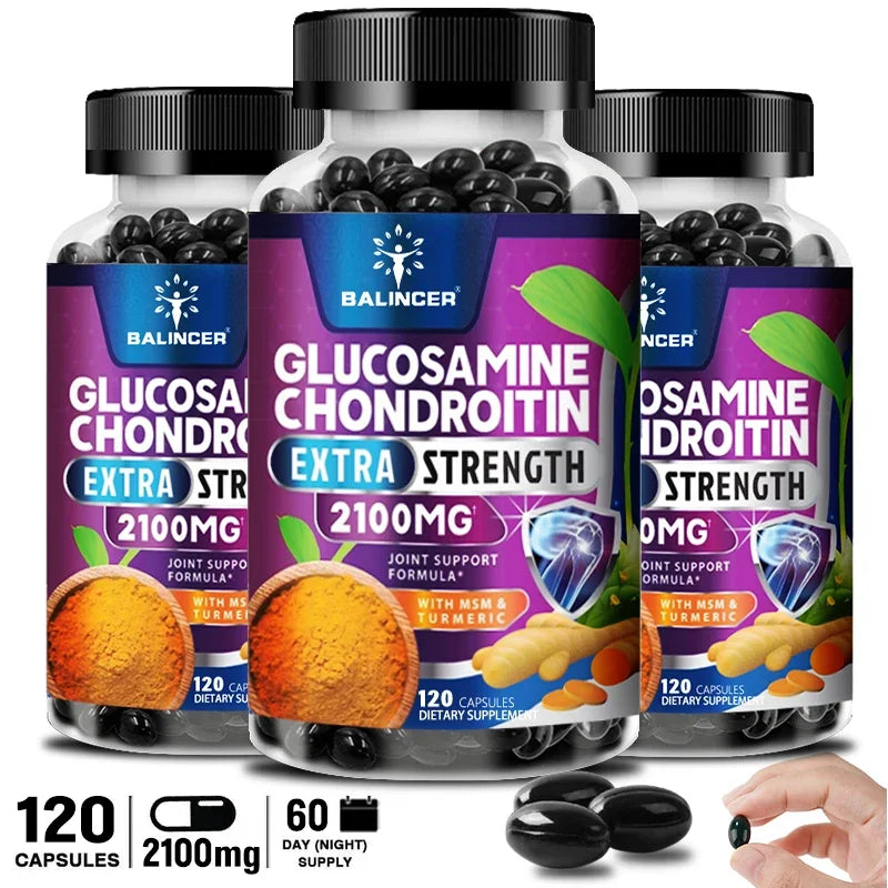 Chondroitin Turmeric MSM Glucosamine Triple Strength 2100 Mg for Hips, Knees, Joints & Back Comfort - Joint Supplements
